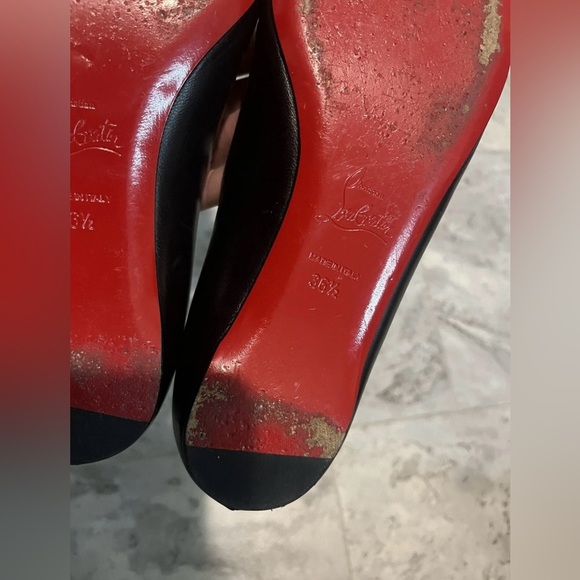 Christian Louboutin Red Bottom Black Leather Mesh Spike Studded Flats 36.5 6.5 - Picture 8 of 9